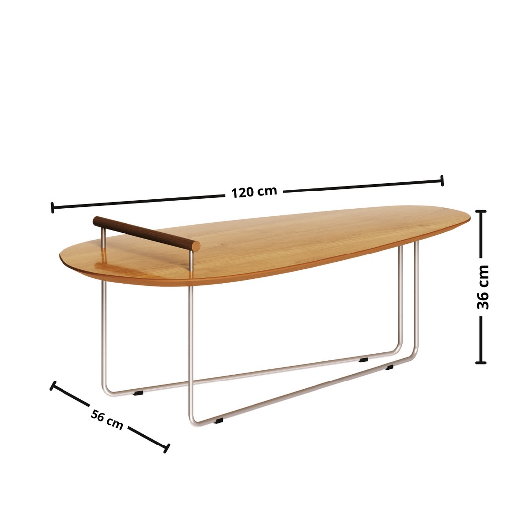 Mesa de Centro Orgânica Side Imcal 120x56 Pé em Metal Nature