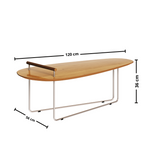 Mesa de Centro Orgânica Side Imcal 120x56 Pé em Metal Nature