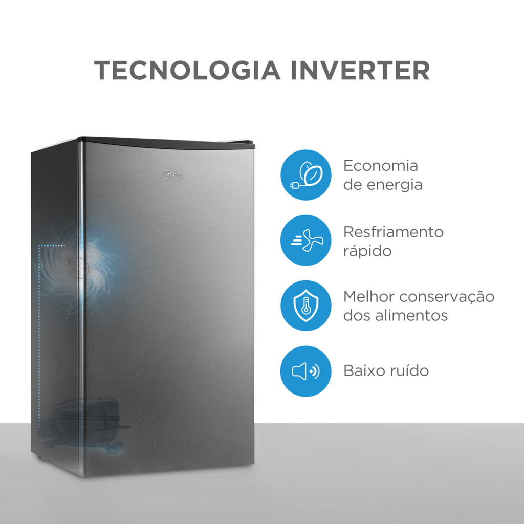 Frigobar Midea 93L MDRD142 Inverter Inox Bivolt