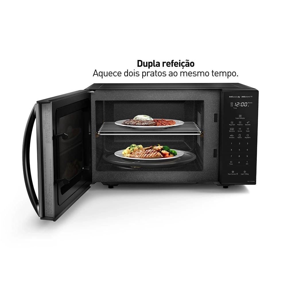 Micro-ondas Panasonic 27L Dupla Refeição Antiaderente Preto 220V