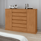Cômoda Vedra 173cm Lopas 7 Gavetas 2 Portas Amêndoa Clean