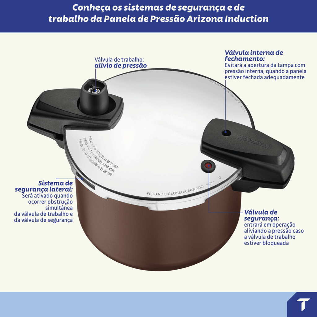 Panela de Pressão Tramontina 4,5L Arizona Indução Antiaderente Starflon Max Mocaccino