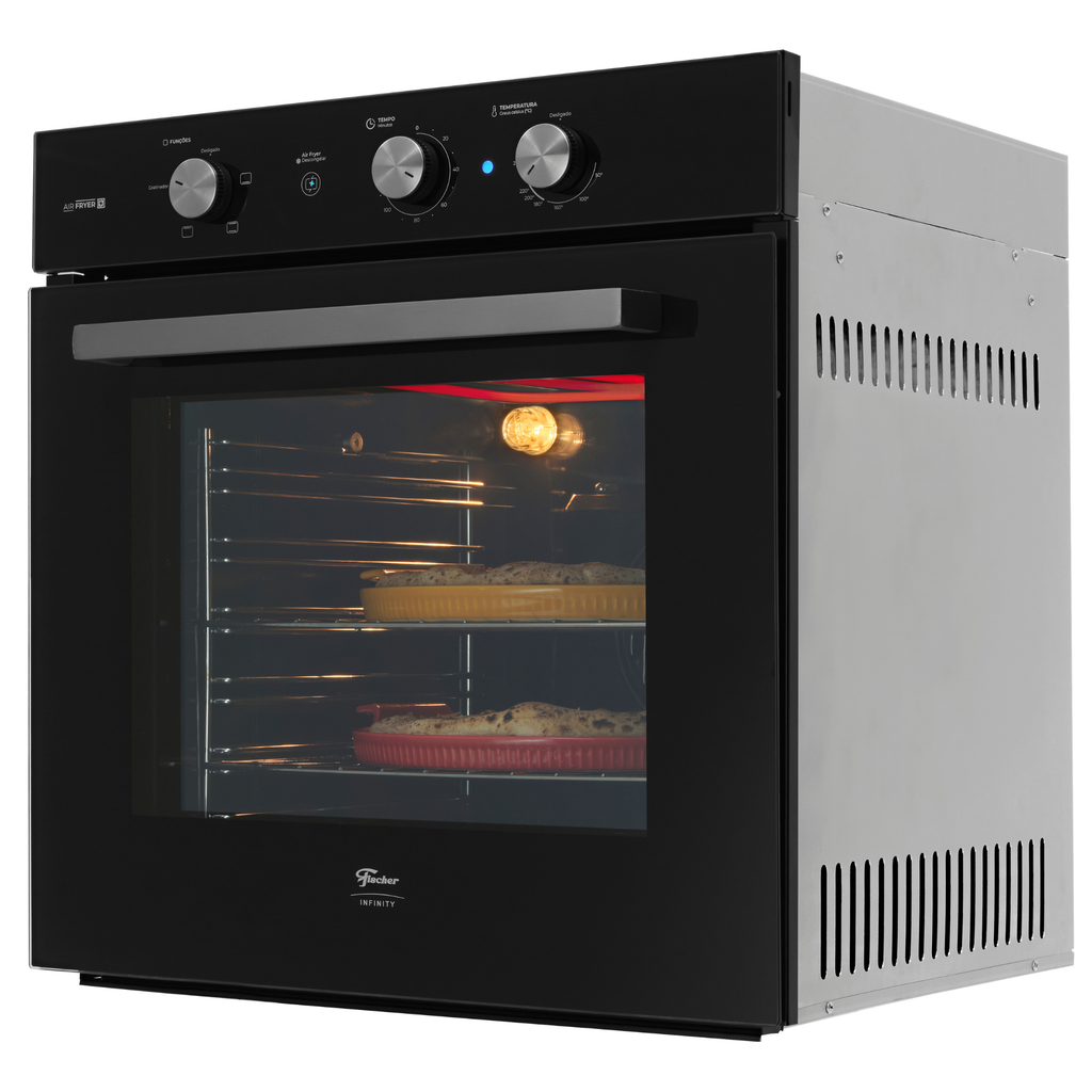 Kit Fischer de Embutir Forno Elétrico Infinity 78L com Air Fryer + Micro-ondas 25L Fit Line Preto 220V