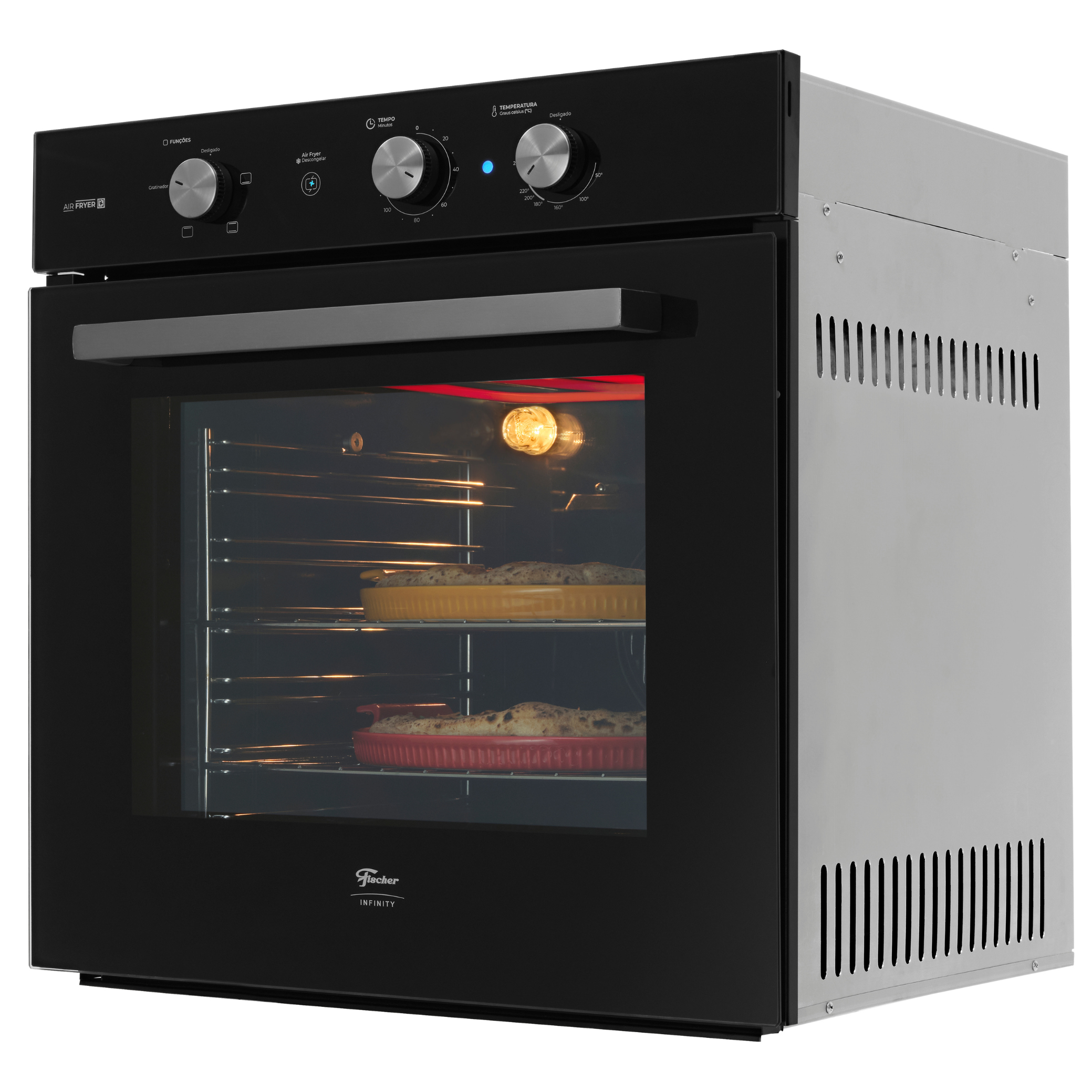 Kit Fischer de Embutir Forno Elétrico Infinity 78L com Air Fryer + Micro-ondas 25L Fit Line Preto 220V