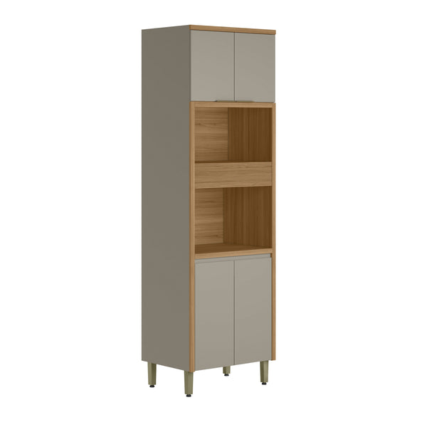 Paneleiro Torre Quente Allure Linea 100% MDF 70cm 4 Portas 1 Porta Condimento Jequitibá e Gris