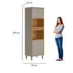 Paneleiro Torre Quente Allure Linea 100% MDF 70cm 4 Portas 1 Porta Condimento Jequitibá e Gris