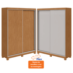 Roupeiro Quadrix Lopas154cm 2 Portas Correr 100% MDF com Pés Flex Amêndoa e Off White
