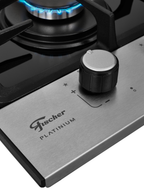 Cooktop a Gás Fischer 2 Bocas Platinium Trempe em Ferro Fundido 33795-92120 Vidro Preto Bivolt