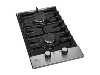 Cooktop a Gás Fischer 2 Bocas Platinium Trempe em Ferro Fundido 33795-92120 Vidro Preto Bivolt
