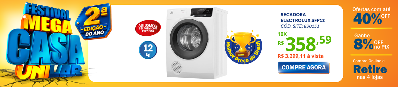 Secadora Piso Electrolux Premium Care 12Kg com Função AutoSense SFP12 Branco