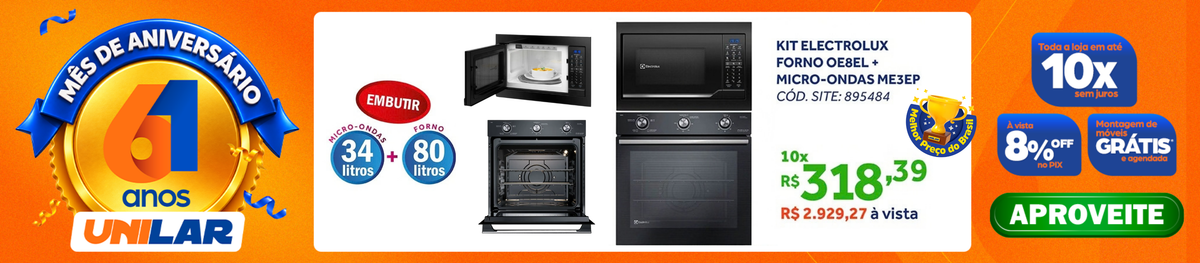 Kit Electrolux de Embutir Forno Elétrico 80L PerfectCook + Micro-ondas 34L 220V