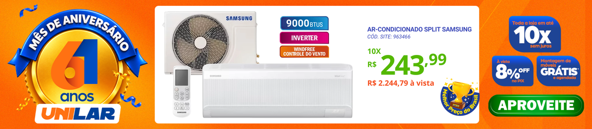 Ar-Condicionado Split Inverter Samsung 9000 BTUs WindFree AI Frio 220V