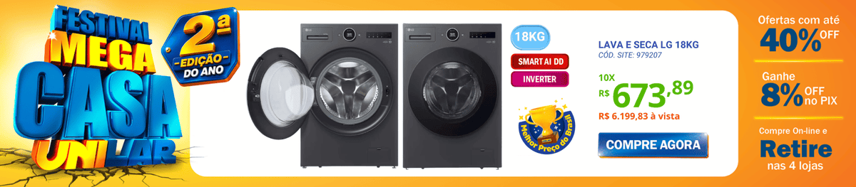 Lava e Seca Smart LG 18KG Inverter AI DD 2.0 Black Inox 220V