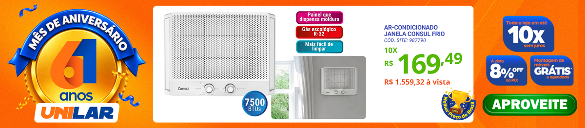 Ar-Condicionado Janela Consul 7500 BTUs Frio CCB07GB Branco 220V